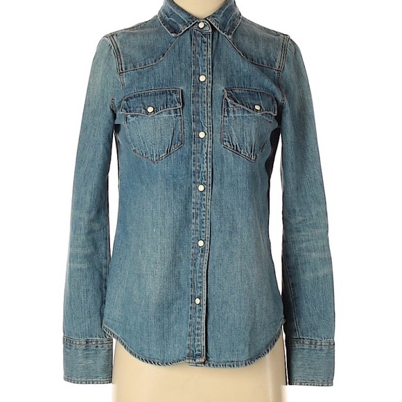 J. Crew Chambray Shirt - Vintage Indigo Size 0 - Picture 3 of 7